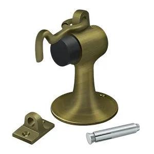Deltana Cement Floor Mount Bumper with Hook and Eye Antique Brass