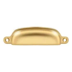 Deltana Exposed Shell Pull, 4" in PVD Polished Brass finish