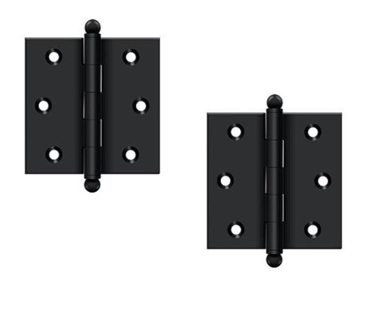 Deltana 2 1/2" x 2 1/2" Hinge with Ball Tips (Pair) in Flat Black finish