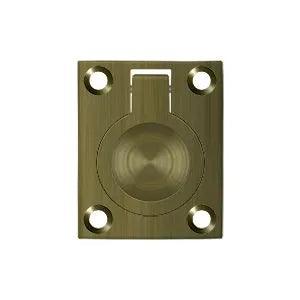 Deltana Flush Ring Pull, 1 3/4" x 1 3/8" Antique Brass
