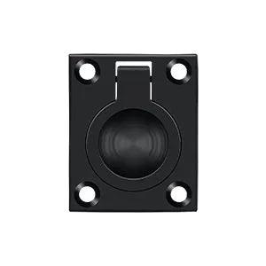 Deltana Flush Ring Pull, 1 3/4" x 1 3/8" Paint Black