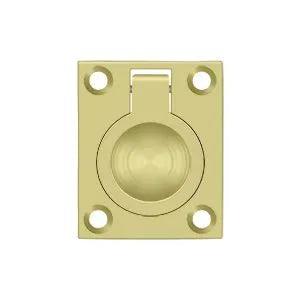 Deltana Flush Ring Pull, 1 3/4" x 1 3/8" Polished Brass