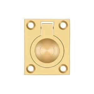 Deltana Flush Ring Pull, 1 3/4" x 1 3/8" PVD Polished Brass