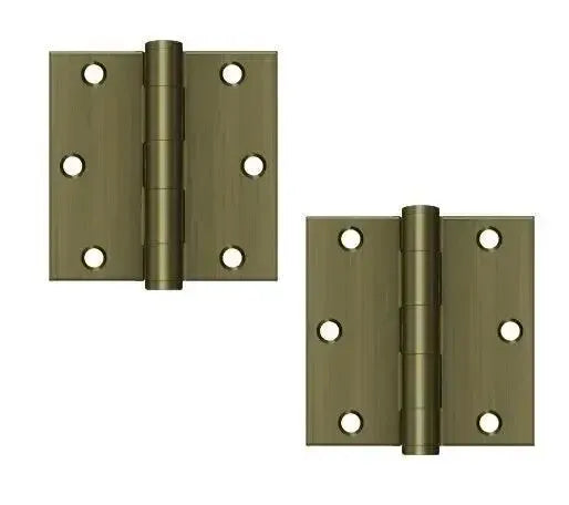 Deltana Heavy Duty Hinge 3-1/2" x 3-1/2" Square Corner in Antique Brass finish