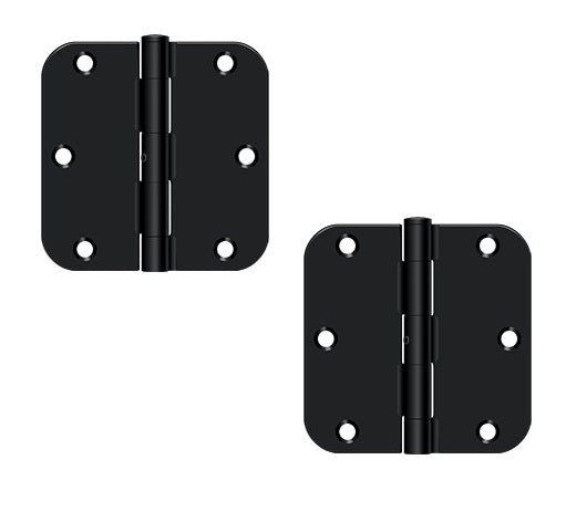 The Deltana 3-1/2" x 3-1/2" x 5/8" Radius Hinge, Residential in Paint Black finish.