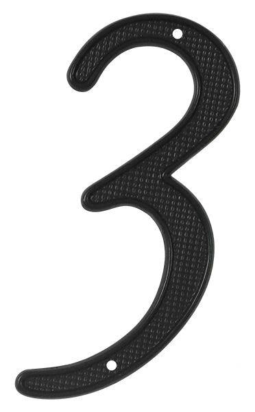 Deltana 4" House Number, Zinc Die-Cast, No. 3 in Paint Black finish