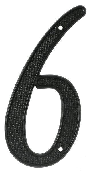 Deltana 4" House Number, Zinc Die-Cast, No. 6 in Paint Black finish