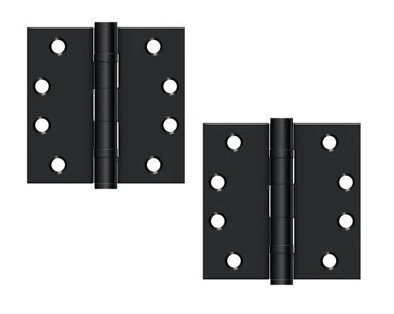 The Deltana 4" x 4" Square Corner Ball Bearing Hinge, Heavy Duty in Paint Black finish.