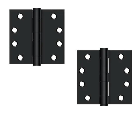 The Deltana 4" x 4" Square Corner Hinge, Heavy Duty in Paint Black finish.