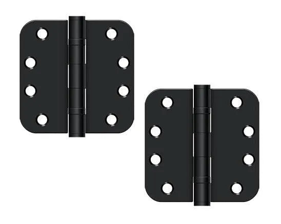 The Deltana 4" x 4" x 5/8" Radius Corners Ball Bearing Hinge, Heavy Duty in Paint Black finish.