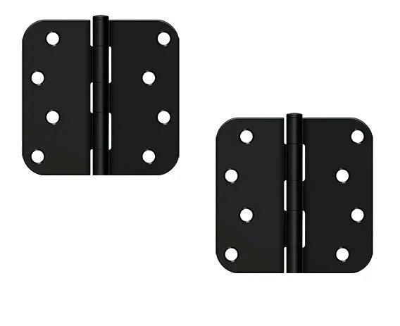 The Deltana 4" x 4" x 5/8" Radius Hinge, Residential in Paint Black finish.