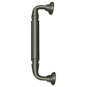 Deltana Door Pull with Rosette, 10" C-to-C in Pewter finish