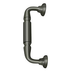 Deltana Door Pull with Rosette, 8" C-to-C in Pewter finish