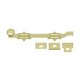 Deltana 10" Heavy Duty Offset Surface Bolt in Polished Brass finish