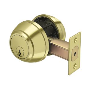 Deltana Double Cylinder Deadbolt-Grade 1 in Polished Brass finish