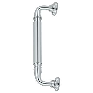 Deltana Door Pull with Rosette, 10" C-to-C in Polished Chrome finish