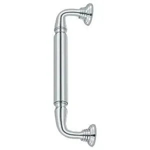 Deltana Door Pull with Rosette, 10" C-to-C in Polished Chrome finish