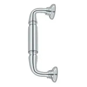 Deltana Door Pull with Rosette, 8" C-to-C in Polished Chrome finish