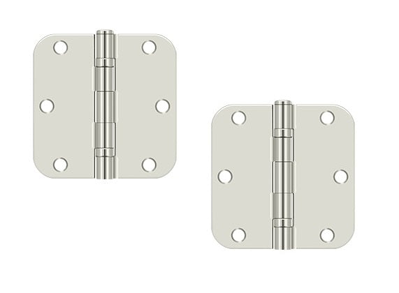 The Deltana 3-1/2" x 3-1/2" x 5/8" Radius Hinge, Residential in Polished Nickel finish.