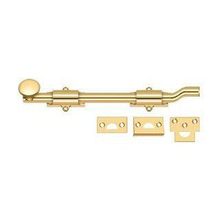 Deltana 10" Heavy Duty Offset Surface Bolt in PVD Polished Brass finish