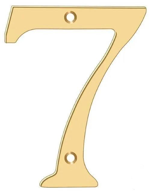 Deltana 6" House Number, Solid Brass, No. 7 in PVD Polished Brass finish