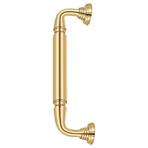 Deltana Door Pull with Rosette, 10" C-to-C in PVD Polished Brass finish