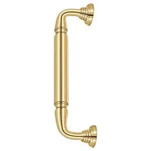 Deltana Door Pull with Rosette, 10" C-to-C in PVD Polished Brass finish