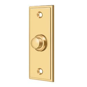 Deltana Rectangular Contemporary Bell Button in PVD Polished Brass finish