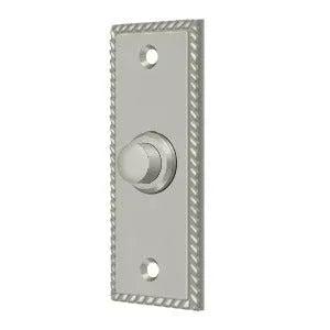 Deltana Rectangular Rope Bell Button Brushed Nickel