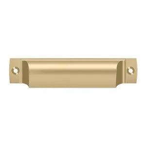 Deltana Rectangular Shell Pull, 4" C-to-C in Satin Brass finish