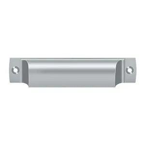 Deltana Rectangular Shell Pull, 4" C-to-C in Satin Chrome finish