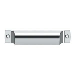 Deltana Rectangular Shell Pull, 4" C-to-C in Polished Chrome finish