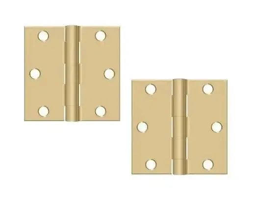 Deltana Residential Hinge 3" x 3" Square Corner in Brushed Brass finish