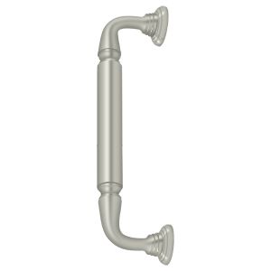 Deltana Door Pull with Rosette, 10" C-to-C in Satin Nickel finish