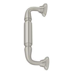 Deltana Door Pull with Rosette, 8" C-to-C in Satin Nickel finish