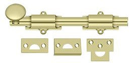 Deltana 8" Heavy Duty Surface Bolt in Unlacquered Brass finish