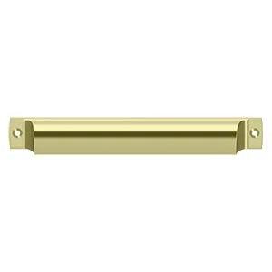 Deltana Rectangular Shell Pull, 7" in Unlacquered Brass finish