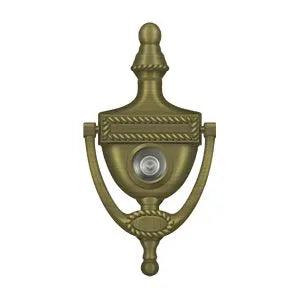 Deltana Victorian Rope Door Knocker with Viewer Antique Brass