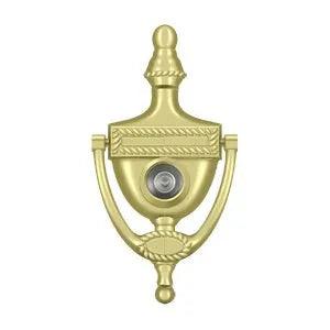 Deltana Victorian Rope Door Knocker with Viewer in Polished Brass finish