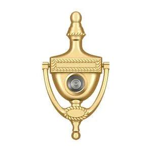 Deltana Victorian Rope Door Knocker with Viewer PVD Polished Brass