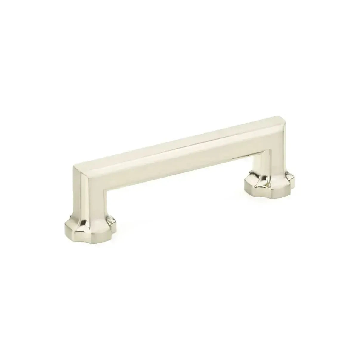 The Schaub Empire Cabinet Pull in Brushed Nickel finish.