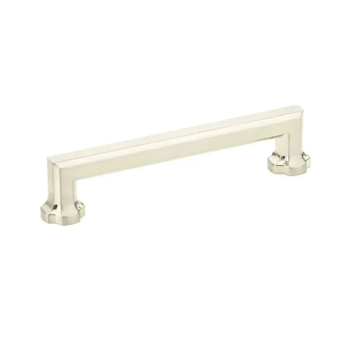 The Schaub Empire Cabinet Pull in Brushed Nickel finish.