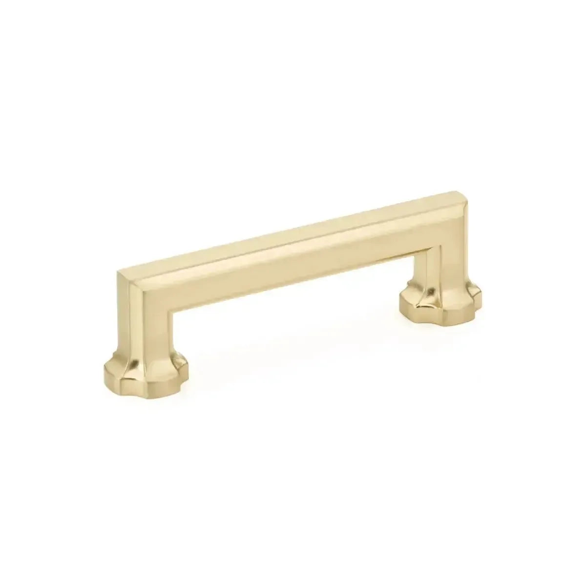 The Schaub Empire Cabinet Pull in Signature Satin Brass finish.