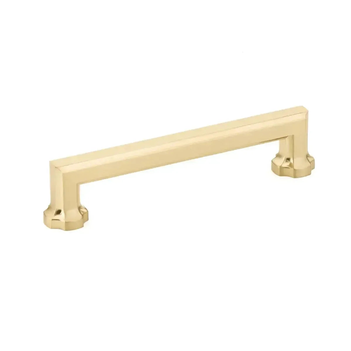 The Schaub Empire Cabinet Pull in Signature Satin Brass finish.