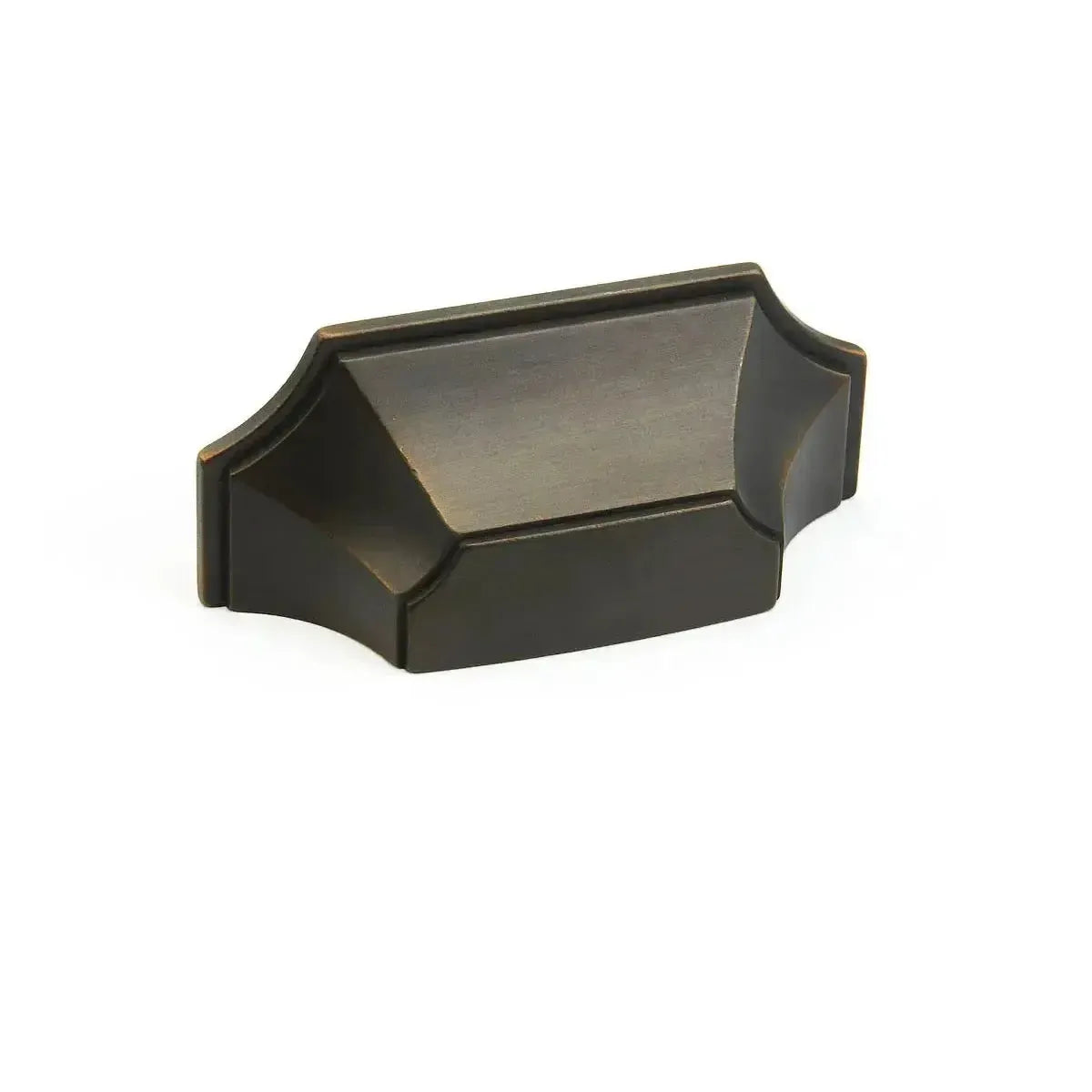 The Schaub Empire Cup Cabinet Pull in Ancient Bronze finish.