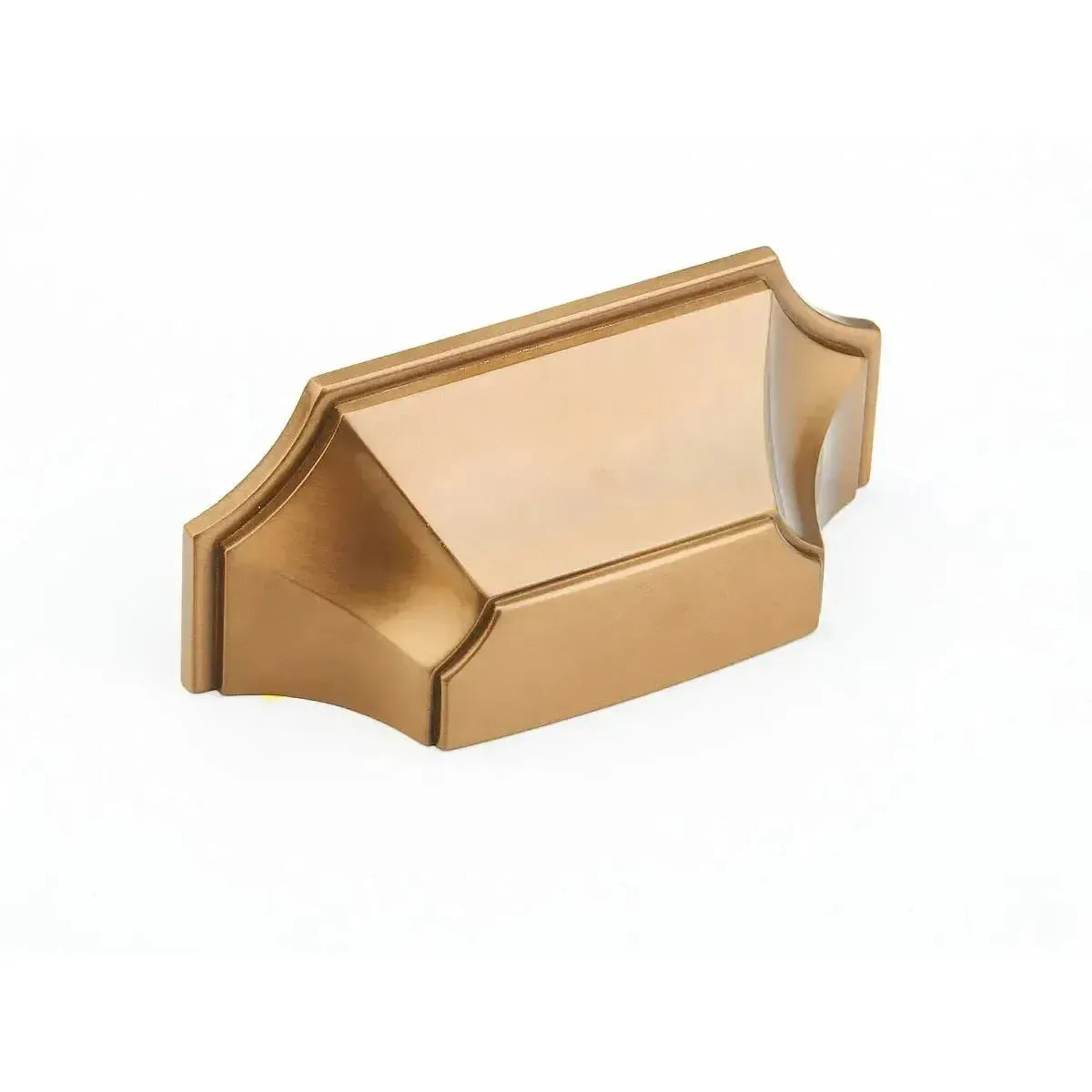 The Schaub Empire Cup Cabinet Pull in Brushed Bronze finish.