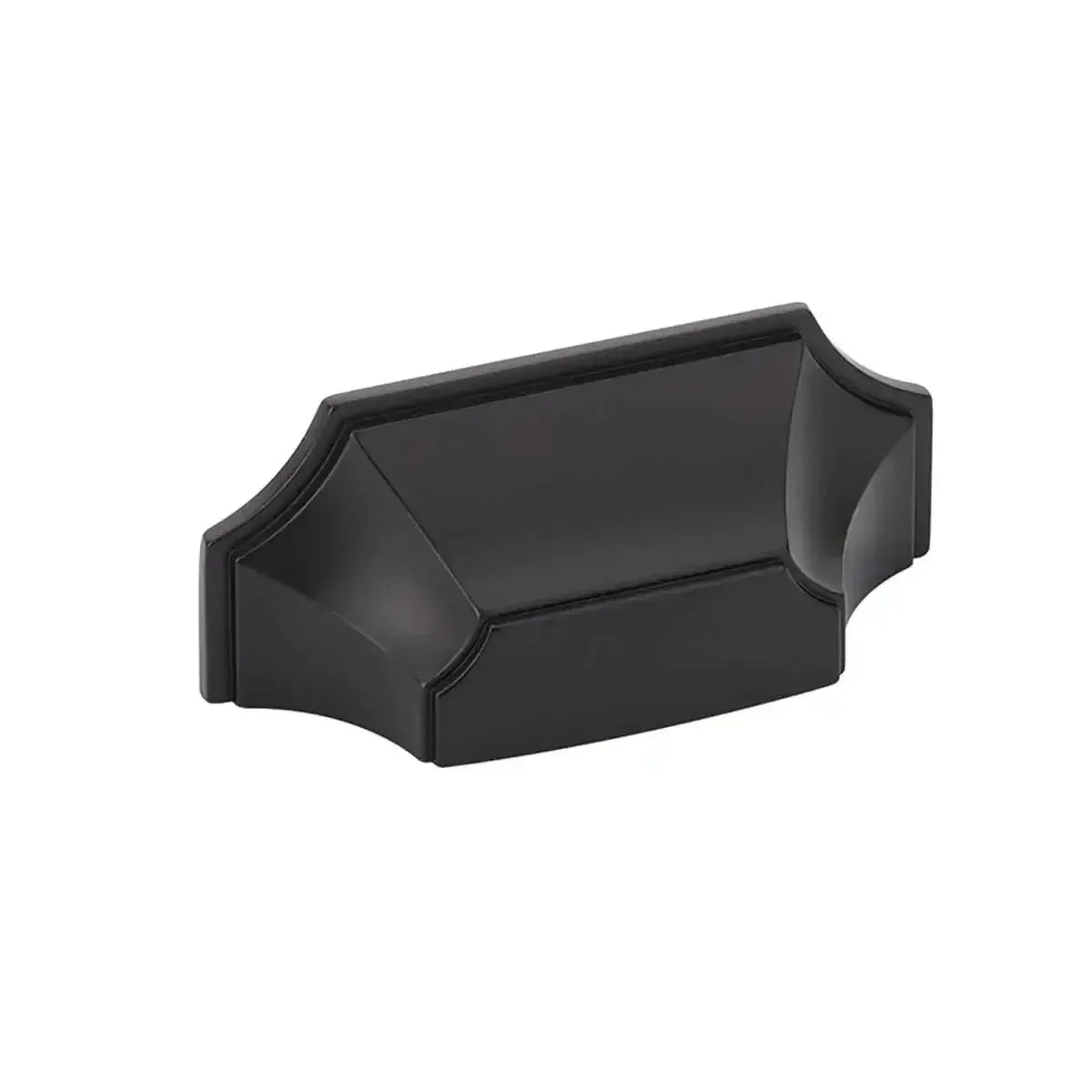 The Schaub Empire Cup Cabinet Pull in Matte Black finish.
