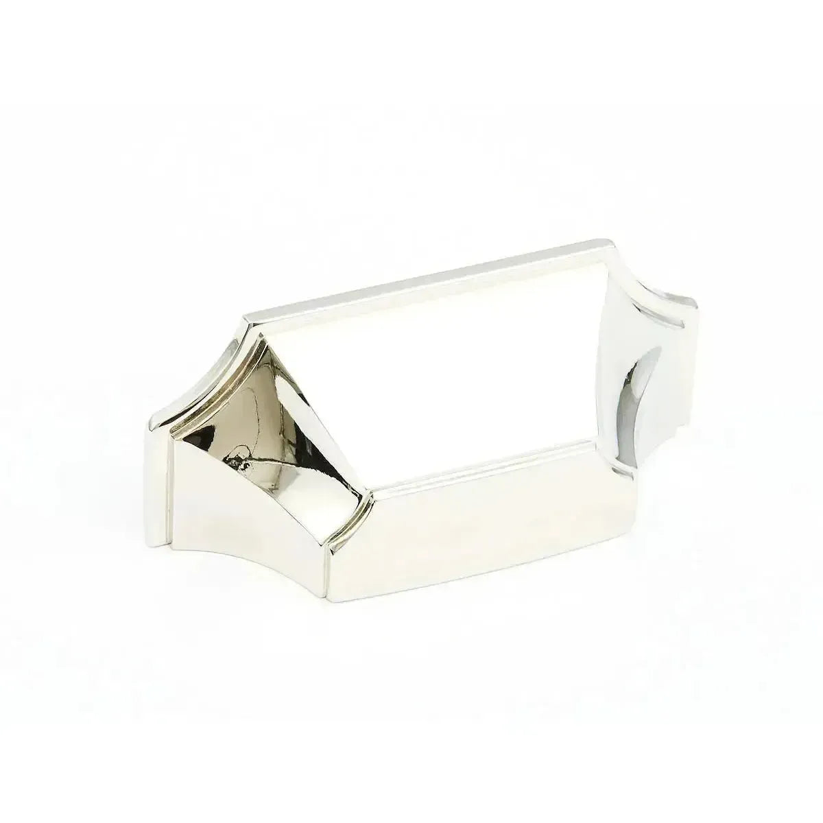 The Schaub Empire Cup Cabinet Pull in Polished Nickel finish.