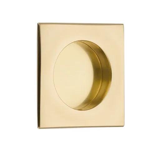 The Emtek 2 1/2" Square Flush Pull in Polished Brass finish