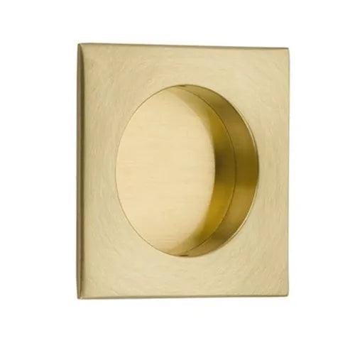 The Emtek 2 1/2" Square Flush Pull in Satin Brass finish